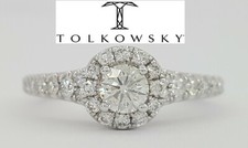 Tolkowsky 0.67 ct 14K Ideal Round Cut Diamond Engagement Ring GSI Rtl $3299