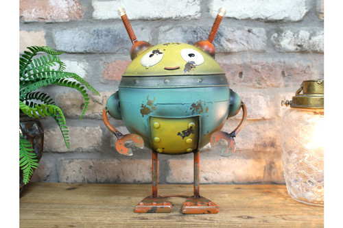 Quirky metal robot ornament - metal,