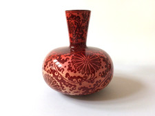 BERNARD MOORE SIGNED GREAT QUALITY ART POTTERY LARGER RED FLAMBE VASE IN VGC