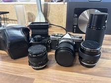 Olympus OM-1N Vintage SLR Film Camera with Multiple Lenses And Accessories