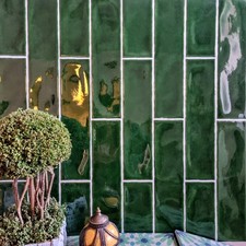 Tile Samples:  Cottage Rustic Victorian Gloss Green Wall Tiles 7.5 X 30cm