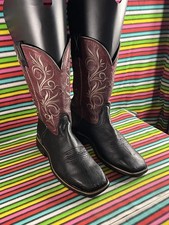 Vintage Twisted X Men’s Cowboy Western Cowgirl Black Leather Roper Boots Uk 7 D