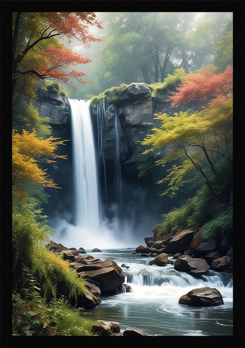Waterfall beautiful framed - beautiful,