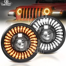 Pair 7" LED Headlights Welcome DRL Z-Beam for 1997-2018 Jeep Wrangler JK CJ TJ