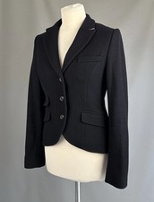 Jack Wills Jacket Navy Black Tweed 100% Wool Riding blazer UK 8-10