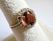 LOVELY SOLID 9CT 375 GOLD ANDESINE & WHITE SAPPHIRE ROCKS & CO RING UK SIZE N1/2