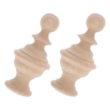  2 Pcs Wooden Finials Fence Post Rods for Beds Carved Caps Stairs