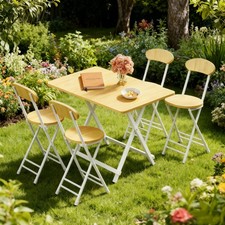 Folding Dining Table with 2/4pcs Foldable Chairs Kitchen / Garden Furniture Set 