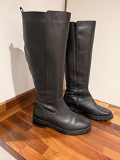 Office black leather knee length boots size uk 6 eu 39