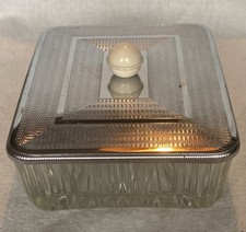 Vintage Glass Butter Dish With Chrome Plated Lid c.1950’s-1960’s