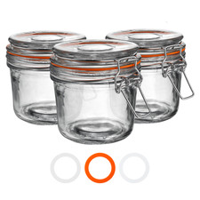 Glass Storage Jars Airtight Clip Top Lid Food Preserve Preserving Jar 350ml x3