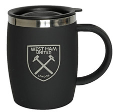 West Ham FC Travel Mug Matt Black Handled Official Licensed Gift