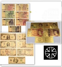Job Lot Bits/Bobs Curios/Collectable 3 Full Sets Of Gold Foil Banknotes 