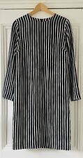 Marimekko Thelma Women’s Black White Piccolo Striped Silk Shift Dress UK 8 EU 36