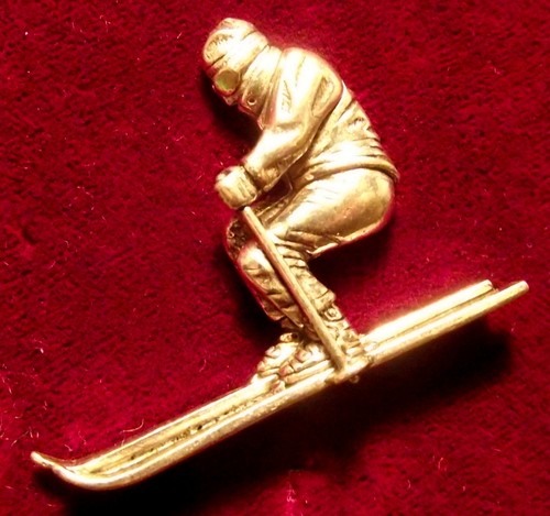 Pewter downhill skier - pewter,