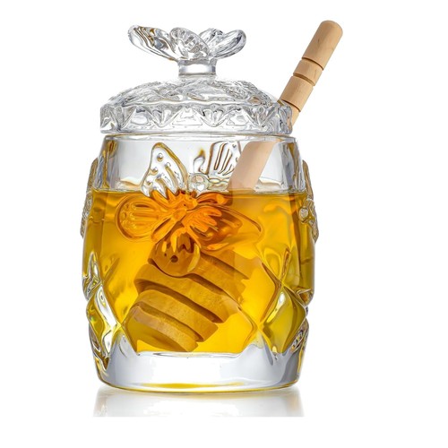 Glass honey jar - glass, with