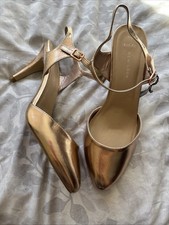 Ladies Gold Shoes BNWT Size 7 Uk Wide Fit New Look Heels 40 EU