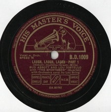BUD ABBOTT AND LOU COSTELLO 10" 78 - LAUGH LAUGH LAUGH - EX CONDITION