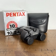 Pentax 10x24 UCF Compact Travel Binoculars Original Case Box Grey Working Good