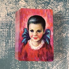Vintage Wide Playing Cards Kitsch Big Eyed Girl Child Portrait Myrle Medeiros