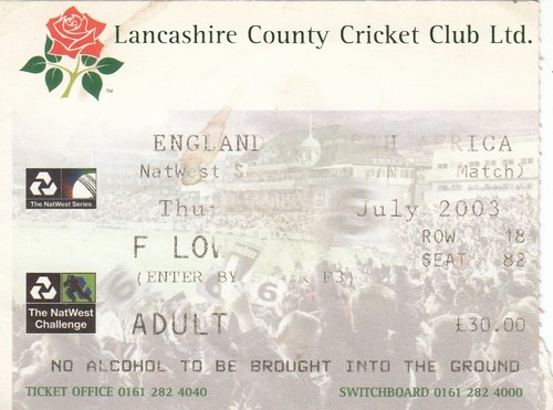 Ticket england v south - england,