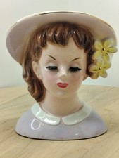 VTG 1960 LADY HEAD VASE PURPLE