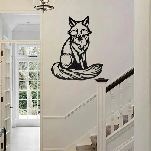 Rustic sitting fox metal wall - rustic,
