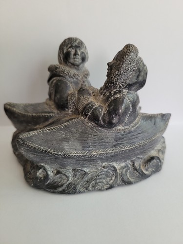 Wolf soapstone sculpture inuit - soapstone,