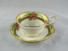 AYNSLEY Fine Bone China Vintage Floral Tea Cup & Saucer - PERFECT