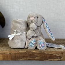 Jellycat Bashful L Beige Blossom Bunny Blue Soother - Retired New Without Tags