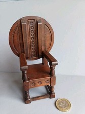 DOLLS HOUSE MINIATURE ARTISAN JOHN NESLING WOODEN TUDOR TABLE / CHAIR  1:12 EXC
