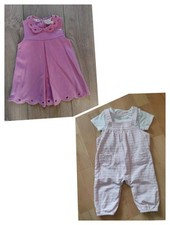 New baby Debenhams girls Clothes bundle pink dress & pinafore top set 3-6 months