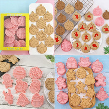 Christmas Cookie Cutters Cookie Embosser Stamp Biscuit Baking Tool Xmas Party UK
