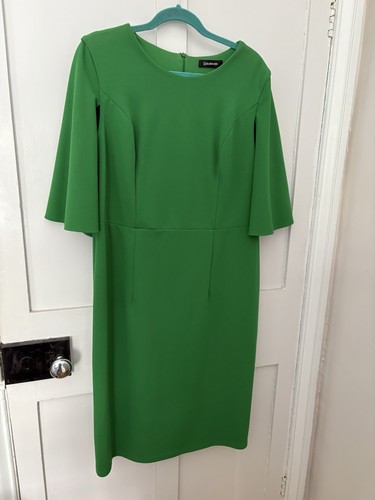 Green knee length dress - green,