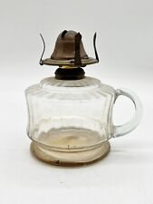 VINTAGE GLASS OIL BURNING LAMP WITH HANDLE