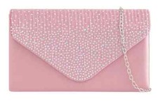 Womens Diamante Satin Clutch