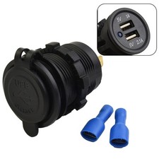1 X Motorcycle Dual USB Socket Waterproof Mobile Phone Charger LED Indiacator 1x