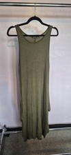 Boohoo Khaki Maxi Dress Dipped Hem Size 16