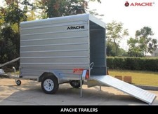 NEW 7X4 x 6ft High Box Van Trailer with Rear Loading Ramp Apache New Box Trailer