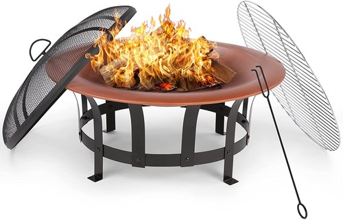 Outdoor round fire pit - fire,