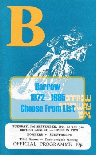 Barrow speedway programmes - barrow,