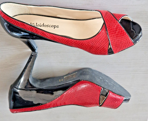 Red black peep toe shoes - black,