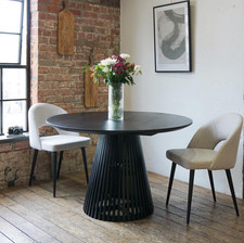 Remi Round Solid Mango Wood Dining Table Black 1.0m (138)