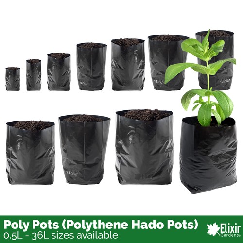 Black poly growbag pots - poly,