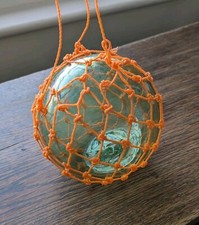 1800s Glass Ball Fishing Float Embossed P.C.F Norway Antique Maritime Nautical