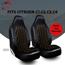 PREMIUM BLACK QUILTED DIAMOND LEATHER FRONT SEAT COVERS- FOR CITROEN C1,C2,C3,C4