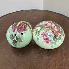 Vintage Pair Of Roses China Pomander Potpourri (empty)  Retro Collectable GC