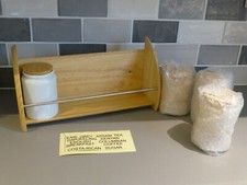 Tree House Brand Wooden Storeage Rack inc 4 Jars, Wall Hung or Freestanding NOS