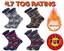 Mens Thermal Socks 4.7 Tog Fleece Sherpa Lining Slipper Gripper Bed 6-11 Socks