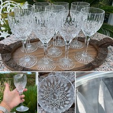 ?RARE Set 9 STUART ENGLAND Crystal SHAFTESBURY Large Wine Glass 7.5" C1950 VGC